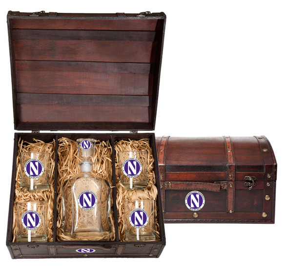 Northwestern Wildcats Capitol Decanter Chest Set | Heritage Pewter | CPTC11398EP