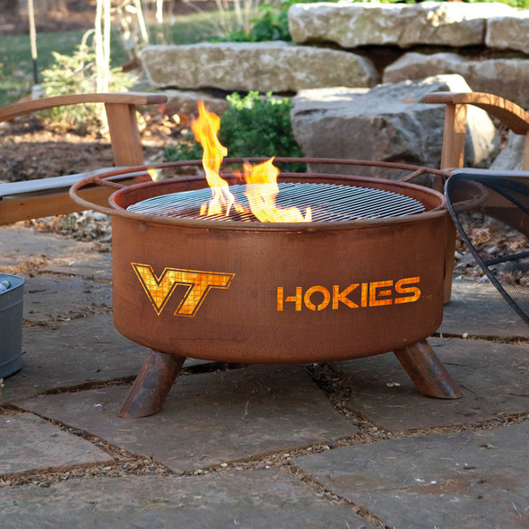 Virginia Tech Hokies Portable Fire Pit Grill | Patina | F431  Virginia Tech Hokies Portable Fire Pit Grill | Patina | F431