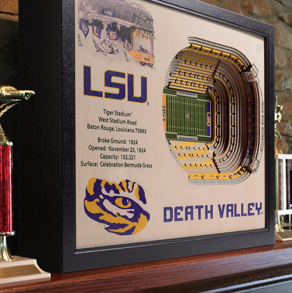 LSU Tigers Framed 3-D Stadium Art