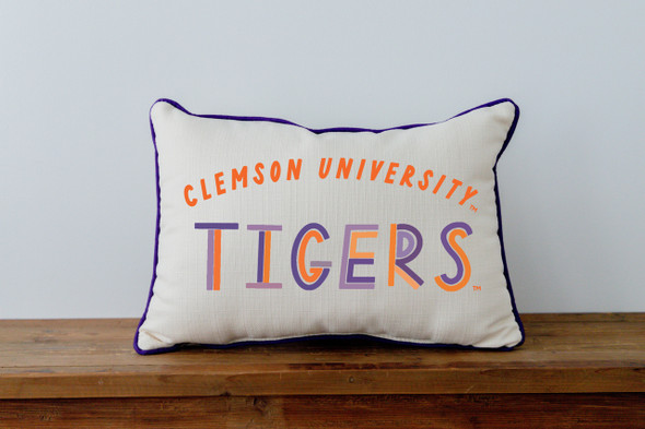 Clemson Tigers Poster Press Throw Pillow | Little Birdie | CU0016AP