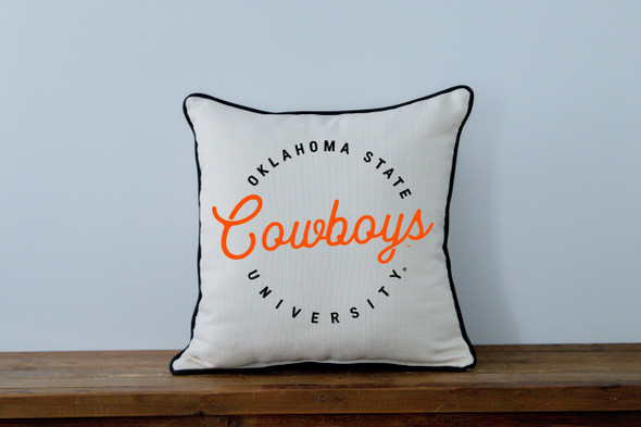 Oklahoma State Cowboys Retro Circle Throw Pillow | Little Birdie | OSU0006AP