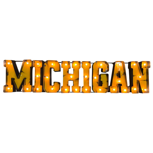 Michigan Wolverines Recycled Metal Wall Decor Illuminated | LRT SALES | MICHIGANWDLGT