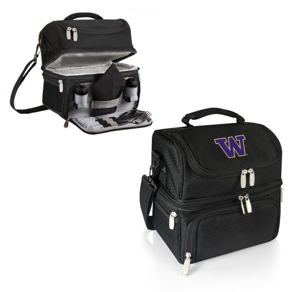 Washington Huskies Pranzo Lunch Cooler Bag - Black| Picnic Time | 512-80-175-624-0