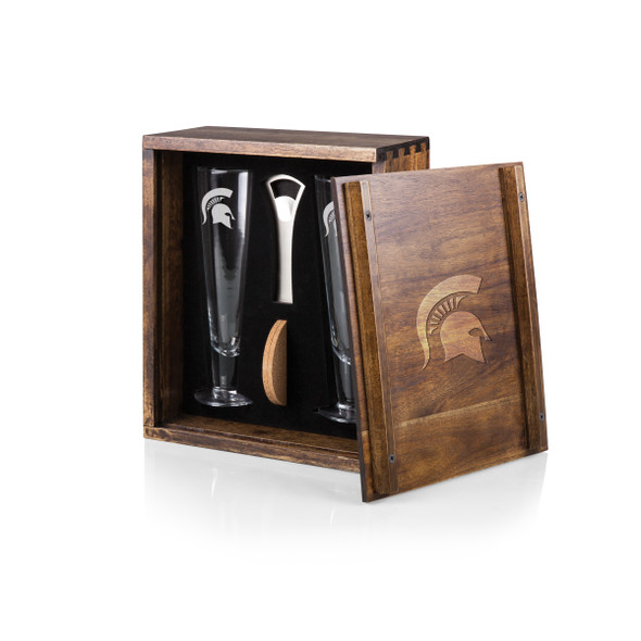 Michigan State Spartans Pilsner Beer Glass Gift Set | Picnic Time | 602-06-512-353-0