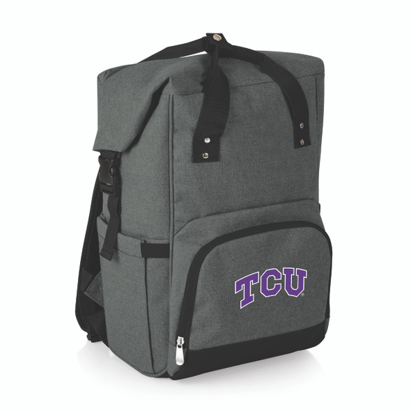 TCU Horned Frogs On The Go Roll-Top Cooler Backpack | Picnic Time | 616-00-105-846-0
