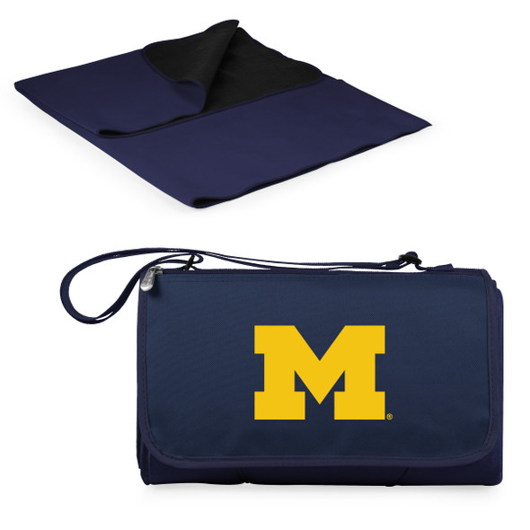 Michigan Wolverines Outdoor Picnic Blanket and Tote - Blue | Picnic Time | 820-00-138-344-0