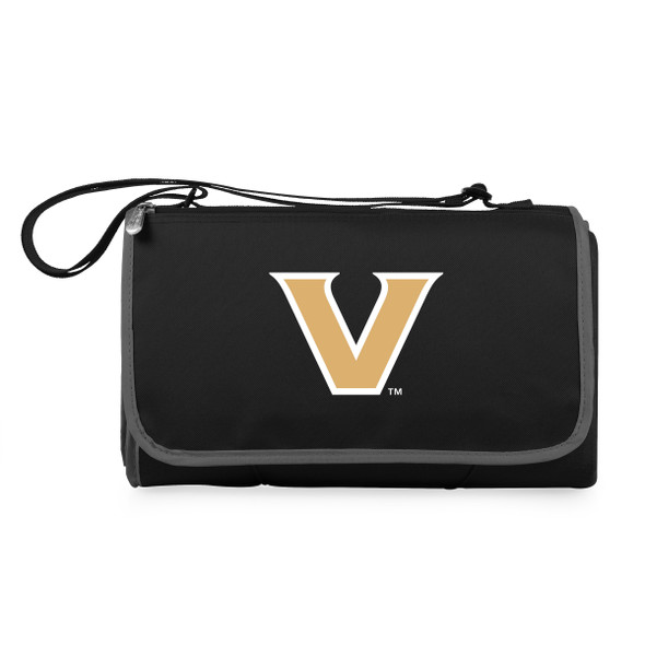 Vanderbilt Commodores Outdoor Picnic Blanket and Tote - Black | Picnic Time | 820-00-175-584-0