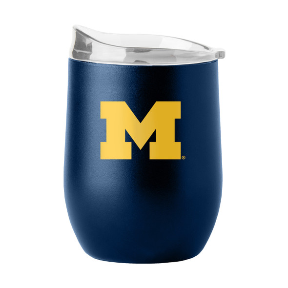 Michigan Wolverines 16 oz. Flipside Powder Coat Curved Beverage Tumbler | Logo Brands | LGC171-S16PB-34