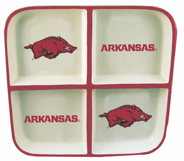 Arkansas Razorbacks 4 Section Square Tray  | Memory Company | COL-ARK-2408