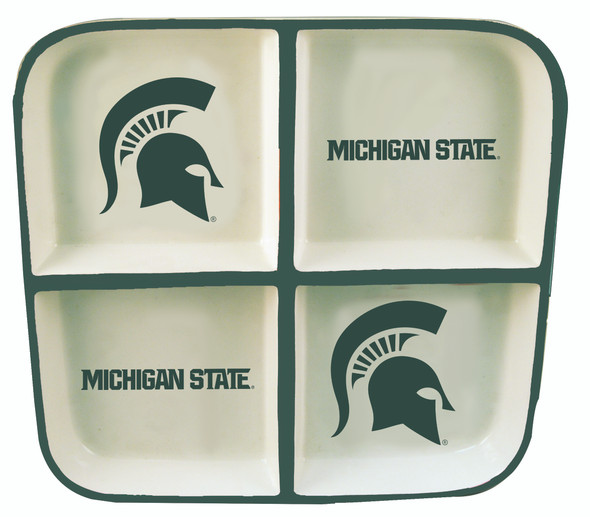 Michigan State Spartams 4 Section Square Tray  | Memory Company | COL-MSU-2408