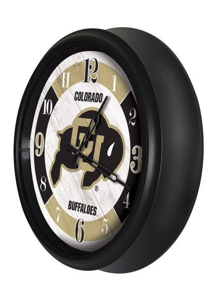 Colorado Buffaloes Indoor/Outdoor LED Wall Clock | Holland Bar Stool Co. | ODClk14BK-08ColoUn