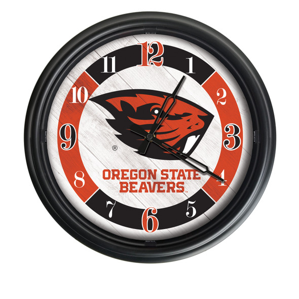 Oregon State Beavers Indoor/Outdoor LED Wall Clock  | Holland Bar Stool Co. | ODClk14BK-08OregSt