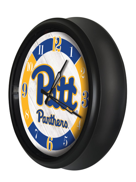 Pittsburgh Panthers Indoor/Outdoor LED Wall Clock  | Holland Bar Stool Co. | ODClk14BK-08Pittsb