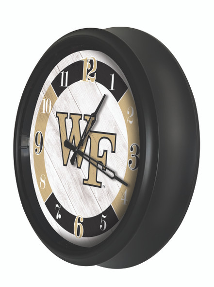 Wake Forest Demon Deacons Indoor/Outdoor LED Wall Clock | Holland Bar Stool Co. | ODClk14BK--08WakeFr Wake Forest Demon Deacons Indoor/Outdoor LED Wall Clock | Holland Bar Stool Co. | ODClk14BK--08WakeFr