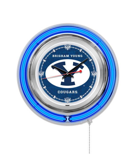 BYU Cougars Double Neon Wall Clock | Holland Bar Stool Co. | Clk15BrigYn