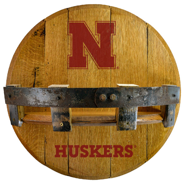 Nebraska Huskers Oak Barrel Shelf | Greenstones | BTS-NEB-02