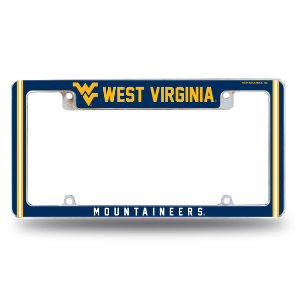 West Virginia Mountaineers Classic Chrome License Plate Frame | Rico Industries | AFC280110T West Virginia Mountaineers Classic Chrome License Plate Frame | Rico Industries | AFC280110T