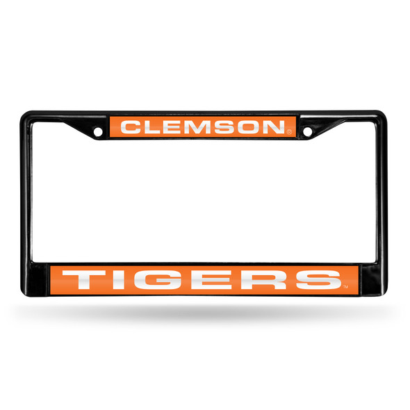 Clemson Tigers Black Laser Cut Chrome Frame | Rico Industries | FCLB120201