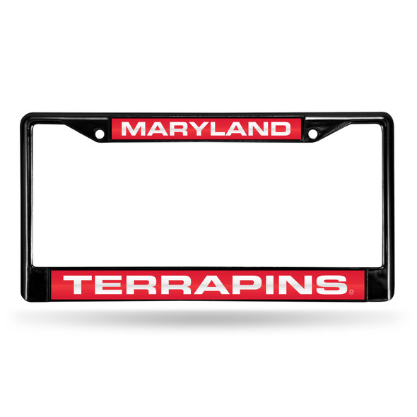 Maryland Terrapins Black Laser Cut Chrome Frame | Rico Industries | FCLB320201 Maryland Terrapins Black Laser Cut Chrome Frame | Rico Industries | FCLB320201