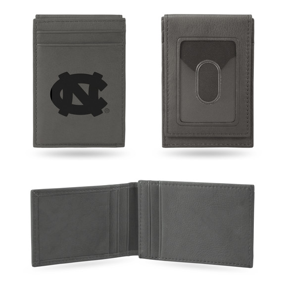 North Carolina Tar Heels Gray Laser Engraved Front Pocket Wallet  | Rico Industries | LEFPW130101GY North Carolina Tar Heels Gray Laser Engraved Front Pocket Wallet  | Rico Industries | LEFPW130101GY