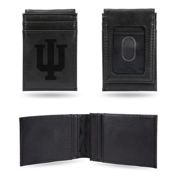 Indiana Hoosiers Black Laser Engraved Front Pocket Wallet  | Rico Industries | LEFPW200102BK