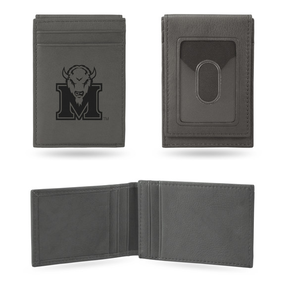 Marshall Thundering Herd Gray Laser Engraved Front Pocket Wallet  | Rico Industries | LEFPW280201GY