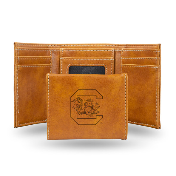 South Carolina Gamecocks Brown Laser Engraved Tri-Fold Wallet | Rico Industries | LETRI120101BR South Carolina Gamecocks Brown Laser Engraved Tri-Fold Wallet | Rico Industries | LETRI120101BR
