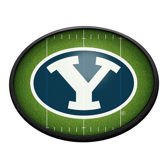 BYU Cougars: On the 50 - Oval Slimline Lighted Wall Sign | The Fan-Brand | NCBYUC-140-22
