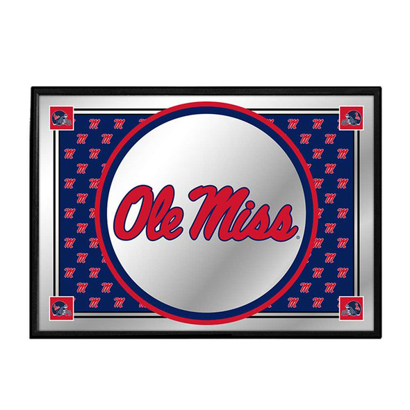 Mississippi Rebels: Team Spirit - Framed Mirrored Wall Sign - Blue Background | The Fan-Brand | NCMISS-265-02B