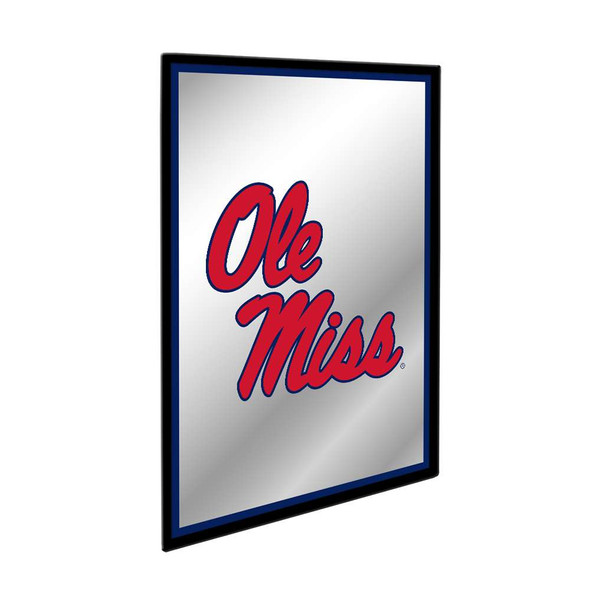 Mississippi Rebels: Stacked Logo - Framed Mirrored Wall Sign - Blue Edge | The Fan-Brand | NCMISS-275-01A