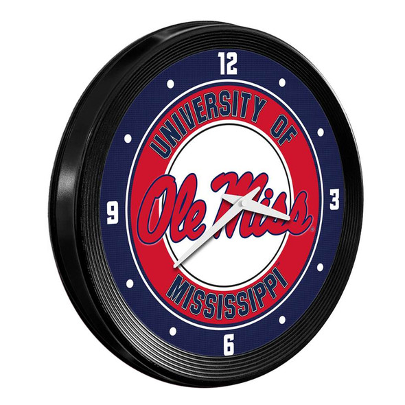 Mississippi Rebels: Ribbed Frame Wall Clock - Black | The Fan-Brand | NCMISS-530-01A Mississippi Rebels: Ribbed Frame Wall Clock - Black | The Fan-Brand | NCMISS-530-01A