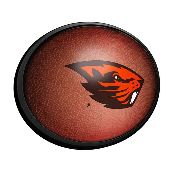 Oregon State Beavers: Pigskin - Oval Slimline Lighted Wall Sign | The Fan-Brand | NCORST-140-21