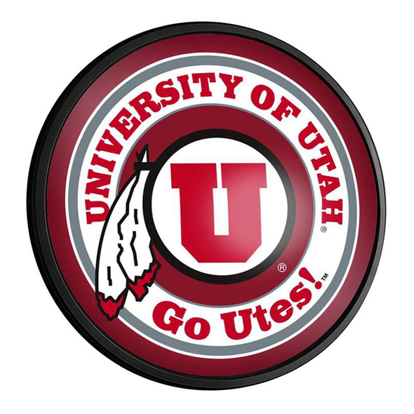 Utah Utes: Round Slimline Lighted Wall Sign | The Fan-Brand | NCUTAH-130-01