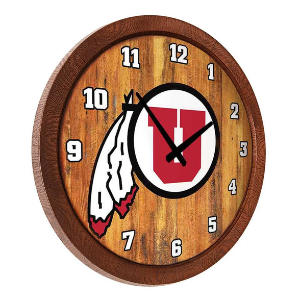 Utah Utes: "Faux" Barrel Top Wall Clock | The Fan-Brand | NCUTAH-560-01