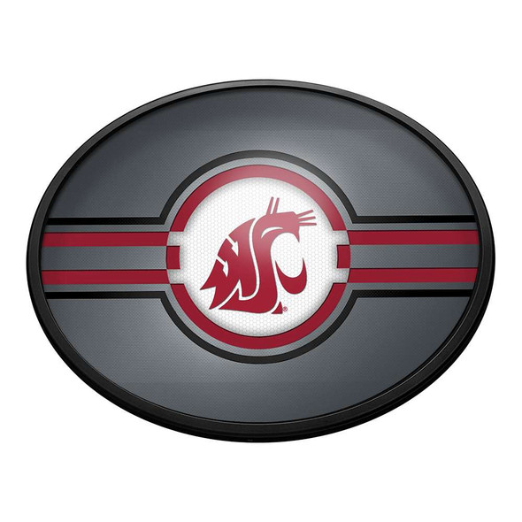 Washington State Cougars: Oval Slimline Lighted Wall Sign - Gray | The Fan-Brand | NCWAST-140-01B