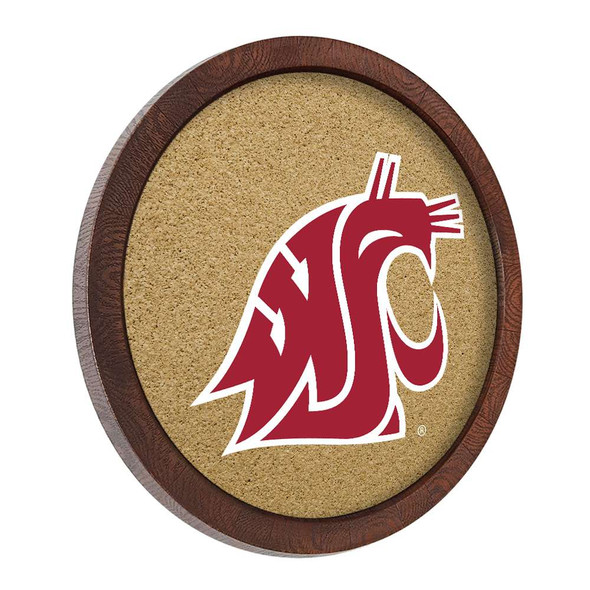 Washington State Cougars: Logo - "Faux" Barrel Framed Cork Board - Color Logo | The Fan-Brand | NCWAST-632-01A