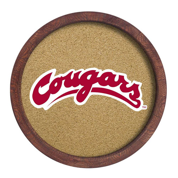 Washington State Cougars: "Faux" Barrel Framed Cork Board - Color Logo | The Fan-Brand | NCWAST-632-02A