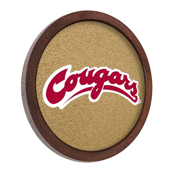 Washington State Cougars: "Faux" Barrel Framed Cork Board - Color Logo | The Fan-Brand | NCWAST-632-02A