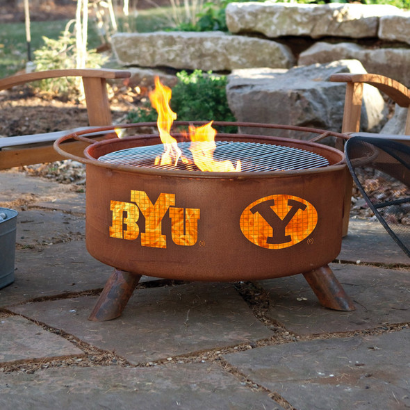 BYU Cougars Portable Fire Pit Grill | Patina | F223 BYU Cougars Portable Fire Pit Grill | Patina | F223