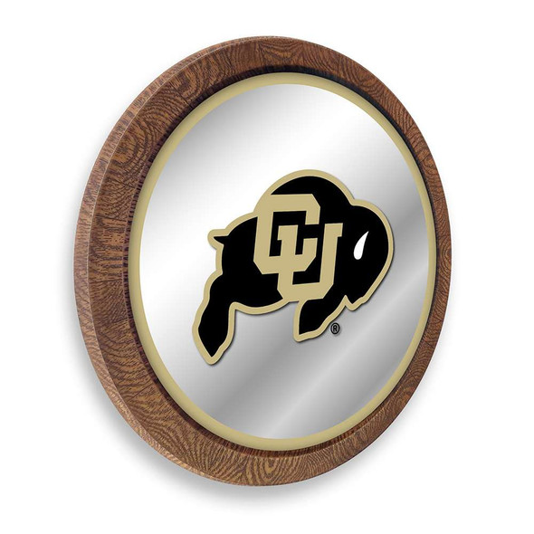 Colorado Buffaloes "Faux" Barrel Top Mirrored Wall Sign - Black Edge | The Fan-Brand | NCCOBF-245-01A