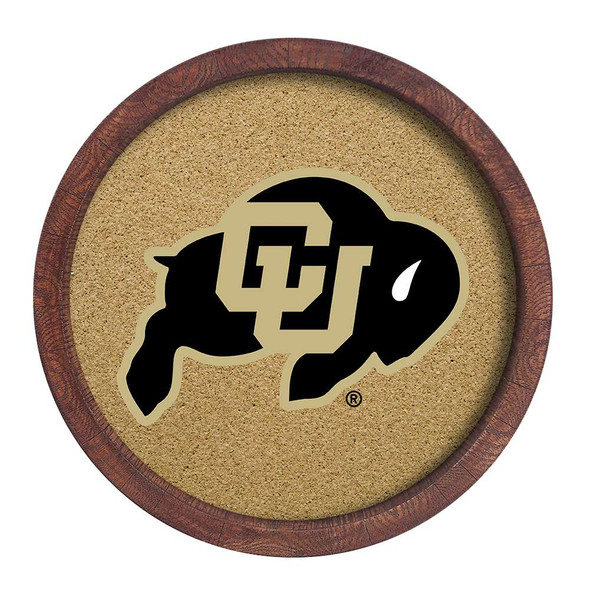 Colorado Buffaloes "Faux" Barrel Framed Cork Board - Color Logo | The Fan-Brand | NCCOBF-632-01A