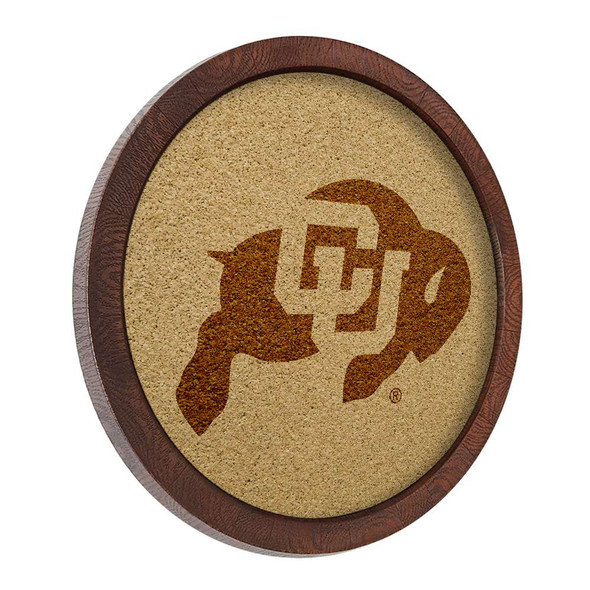 Colorado Buffaloes "Faux" Barrel Framed Cork Board - Monochrome Logo | The Fan-Brand | NCCOBF-632-01B Colorado Buffaloes "Faux" Barrel Framed Cork Board - Monochrome Logo | The Fan-Brand | NCCOBF-632-01B