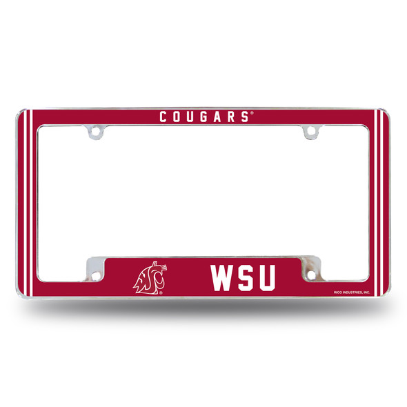 Washington State Cougars Classic Chrome License Plate Frame | Rico Industries | AFC490110B