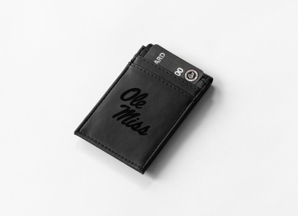Mississippi Rebels Black Laser Engraved Front Pocket Wallet | Rico Industries | LEFPW160201BK Mississippi Rebels Black Laser Engraved Front Pocket Wallet | Rico Industries | LEFPW160201BK