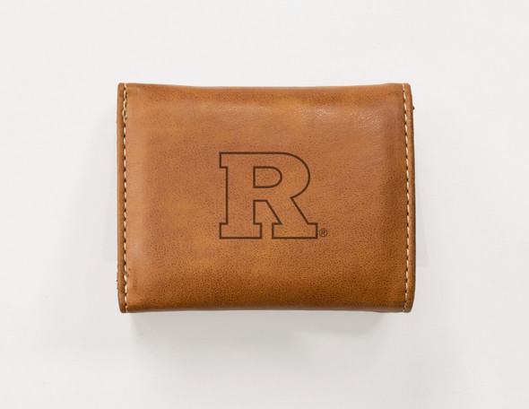 Rutgers Scarlet Knights Brown Laser Engraved Tri-Fold Wallet | Rico Industries | LETRI270201BR