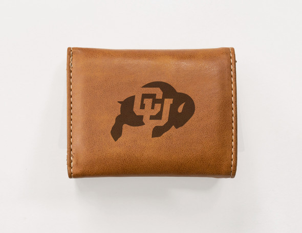 Colorado Buffaloes Brown Laser Engraved Tri-Fold Wallet | Rico Industries | LETRI500101BR