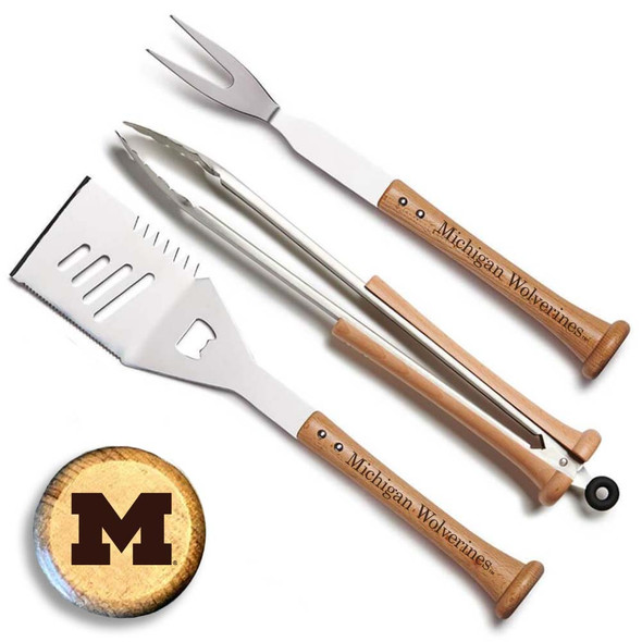 Michigan Wolverines TRIPLE PLAY Combo BBQ Set