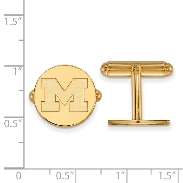 Michigan Wolverines Sterling Silver Gold Plated Crest Cuff Links
