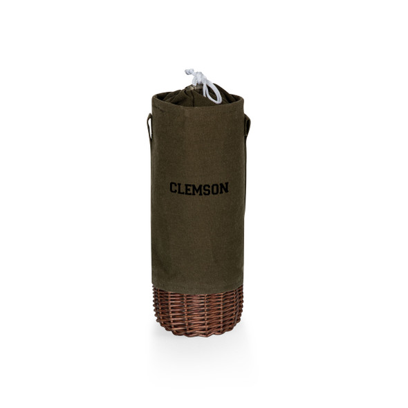 Clemson Tigers Malbec Insulated Canvas and Willow Wine Bottle Basket | Picnic Time | 201-00-140-104-0