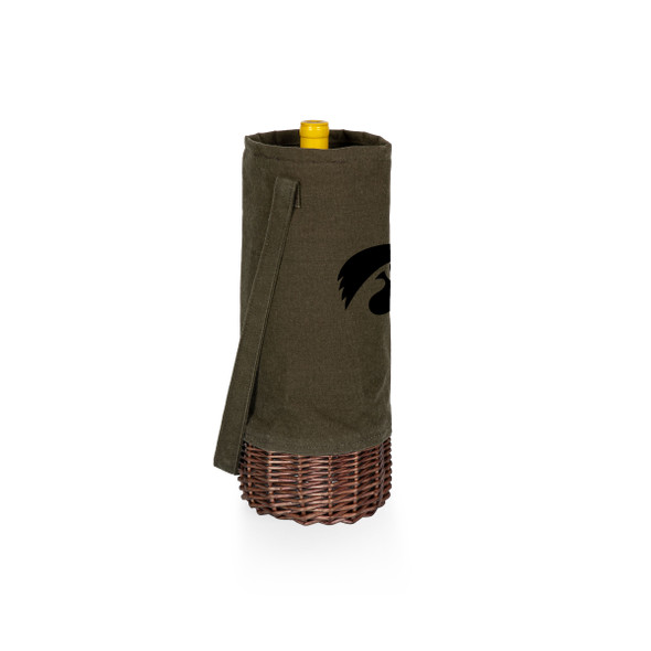Iowa Hawkeyes Malbec Insulated Canvas and Willow Wine Bottle Basket | Picnic Time | 201-00-140-224-0
